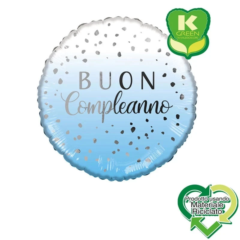 PALLONCINO IN FOIL BUON COMPLEANNO CELESTE CON POIS