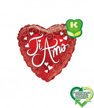 PALLONCINO IN FOIL FORMA CUORE CON SCRITTA TI AMO IN CORSIVO