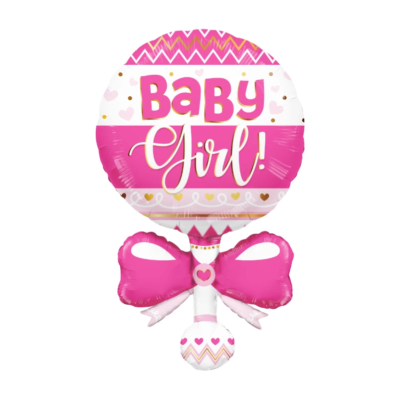 PALLONCINO IN FOIL NASCITA SONAGLIO ROSA BABY GIRL GONFIABILE AD ELIO (91 CM CIRCA)