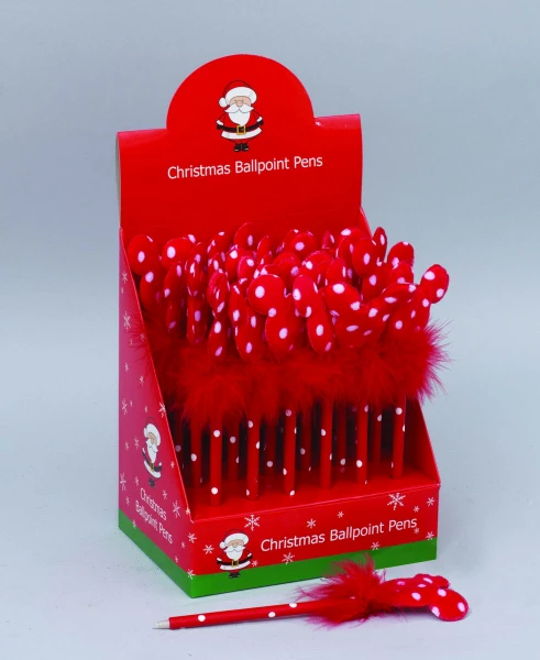 "NATALE" PENNA CM 23 ROSSO POIS ORECCHIE MINNIE E PIUME