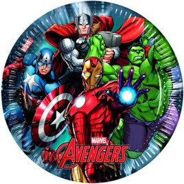 PIATTO TORTA AVENGERS 18 CM  8 PZ
