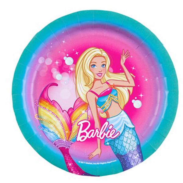 PIATTO TORTA BARBIE 18 CM 8 PZ