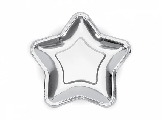 PIATTO DI CARTA A FORMA DI STELLA ARGENTO 23 CM