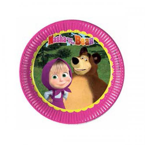 PIATTO TORTA MASHA E ORSO 18 CM  8 PZ