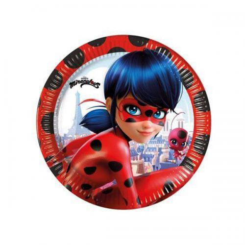 PIATTO TORTA LADY BUG "MIRACULUS"DA 20 CM   8 PZ