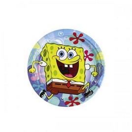 PIATTO TORTA SPONGEBOB 18 CM  8 PZ