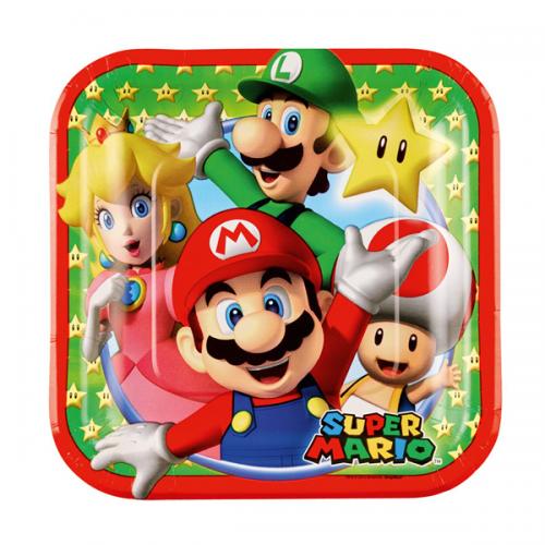 PIATTO TORTA SUPER MARIO 18 CM  8 PZ