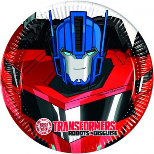 PIATTO TORTA TRANSFORMERS 18 CM 8 PZ