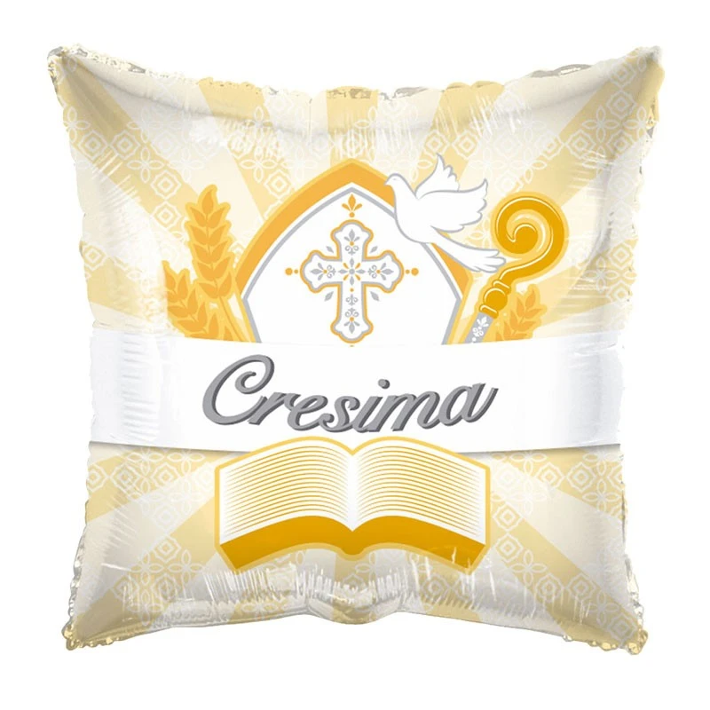 PALLONCINO CRESIMA QUADRATO DOUBLE FACE GONFIABILE AD ELIO (46 CM CIRCA)