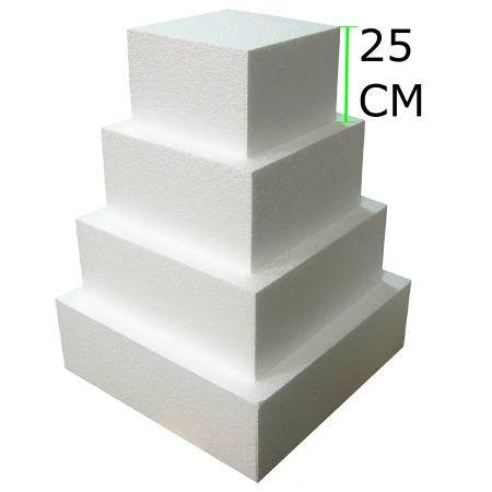 BASE QUADRATA PER TORTA IN POLISTIROLO ALTEZZA 25 CM