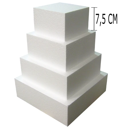 BASE QUADRATA PER TORTA IN POLISTIROLO ALTEZZA 7,5 CM