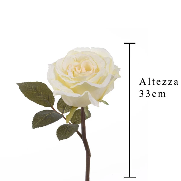 FIORE ROSA GAMBO CORTO 33 CM BIANCA