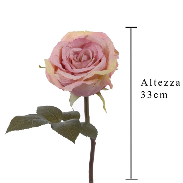 FIORE ROSA GAMBO CORTO 33 CM ROSA