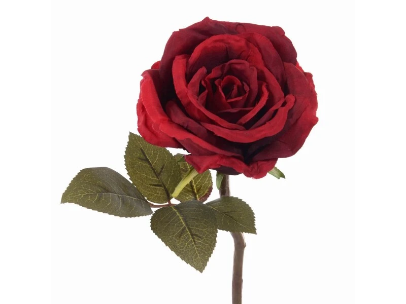 FIORE ROSA GAMBO CORTO 33 CM ROSSO