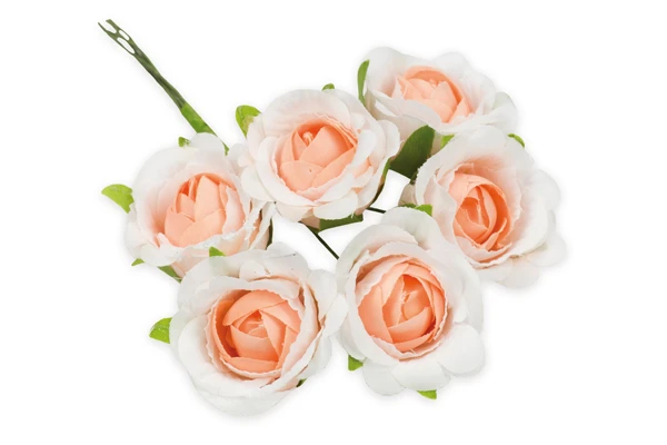 FIORI ROSELLINA BIANCO E PESCA 12 PZ
