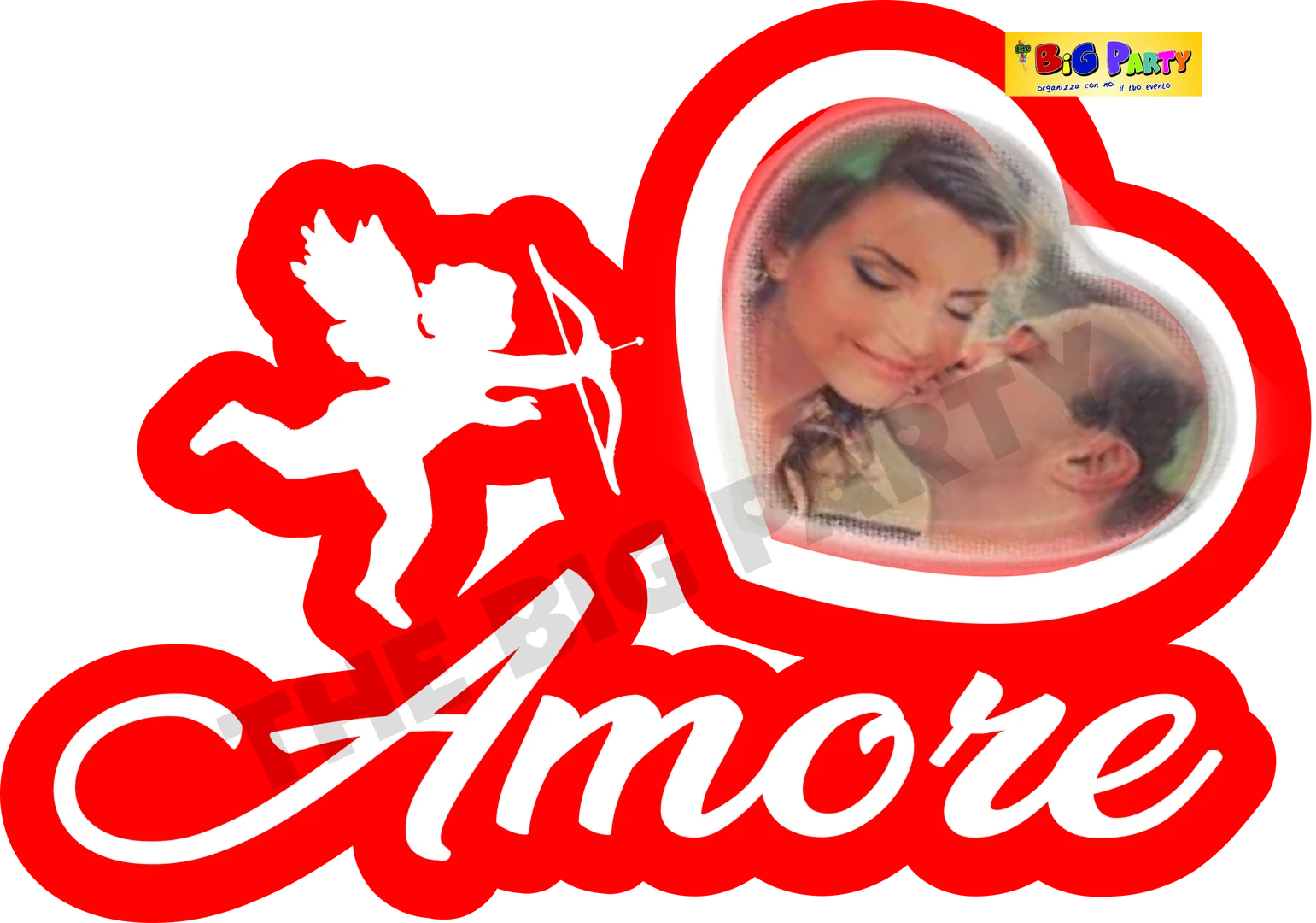 SCRITTA SAN VALENTINO  AMORE CON CUORE PORTA FOTO E CUPIDO 57X40 CM (CIRCA) 