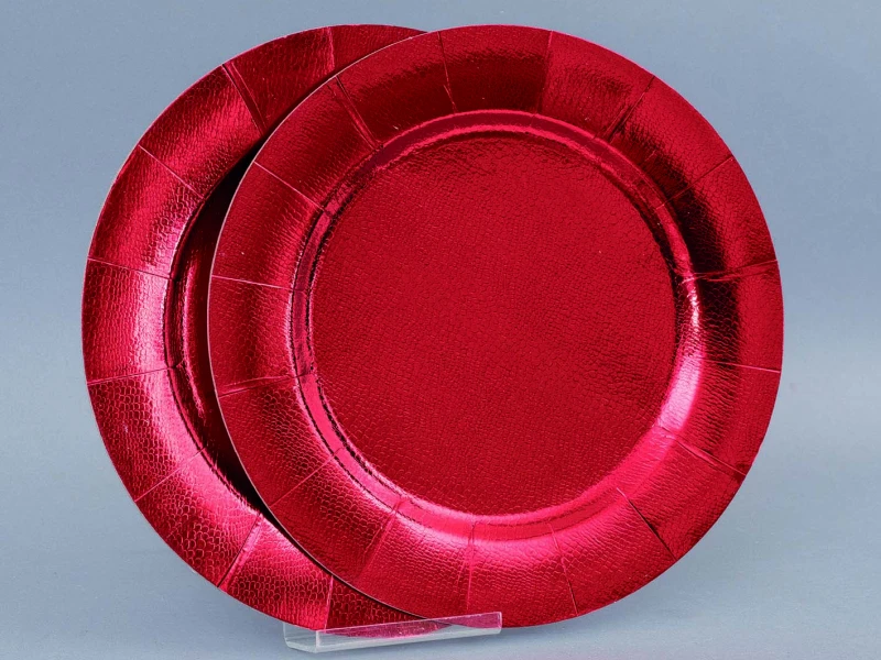 "NATALE" SET 2 SOTTO PIATTO CARTA ROSSO METALLIZZATO CM 33