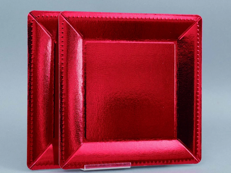 "NATALE" SET 2 SOTTOPIATTO QUADRATO ROSSO METALLIZZATO 