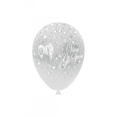 PALLONCINO LATTICE TRASPARENTE "VIVA GLI SPOSI" (30 CM CIRCA) 100 PZ