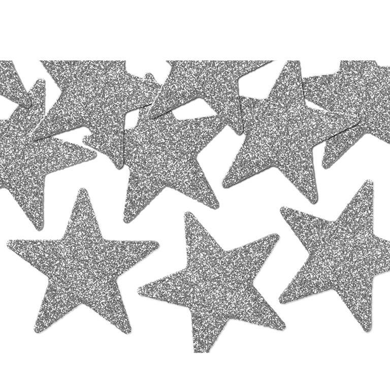 "NATALE" STELLINE ARGENTO GLITTERATE CM 5 PZ 8
