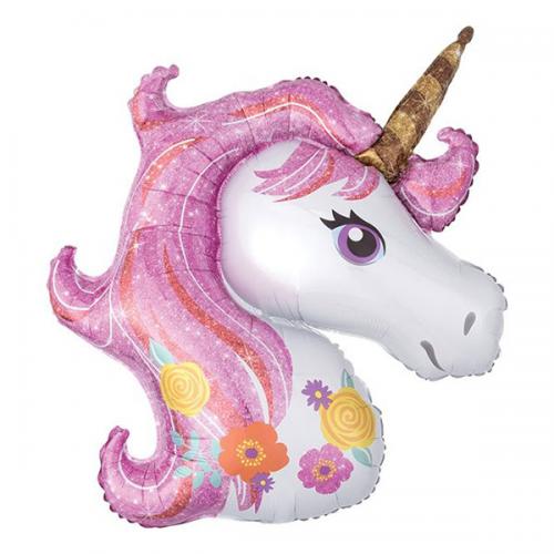 PALLONCINO SAGOMA TESTA UNICORNO GONFIABILE AD ELIO SUPER SHAPE