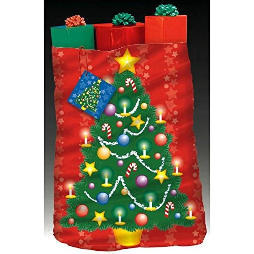 "NATALE" Sacchi regalo giganti in plastica per albero di Natale, tessuto, 44 x 36