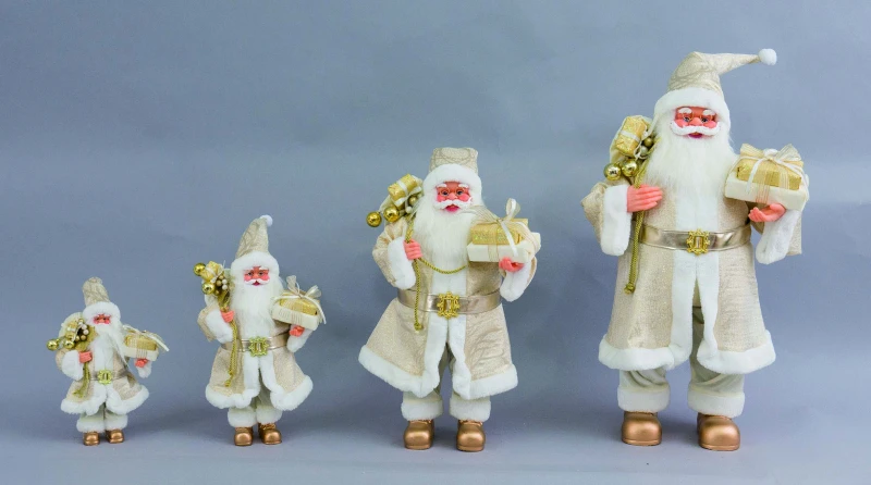 "NATALE" babbo natale oro fisso cm 80 con sacco doni e pacchi regalo
