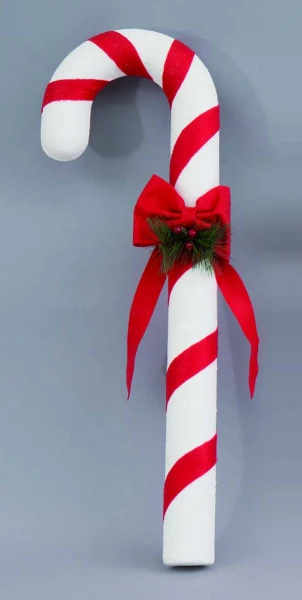 "NATALE" bastone polistirolo cm 15x29x89 dec.fascia rossa e fiocco