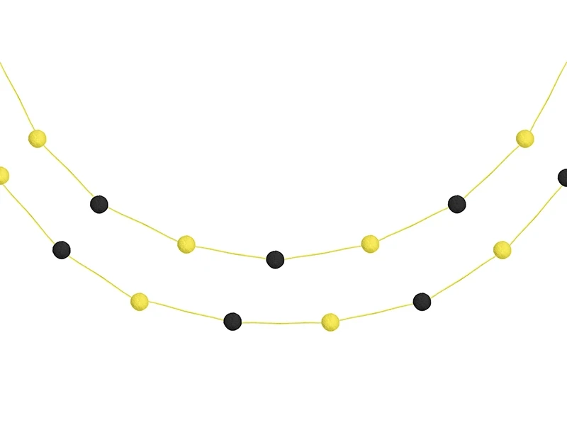 GHIRLANDA POM POM  GIALLO E NERO  2 MT  1 PZ