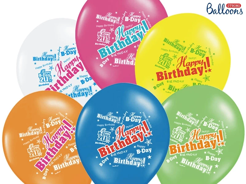 PALLONCINO LATTICE VARI COLORI CON SCRITTA HAPPY BIRTHDAY (30 CM CIRCA) 50 PZ
