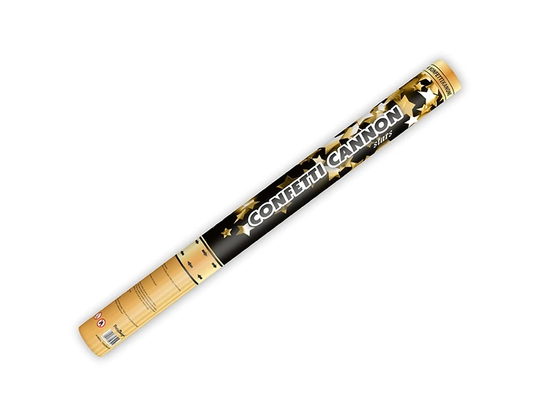 cannone sparacoriandoli con stelle dorate *
