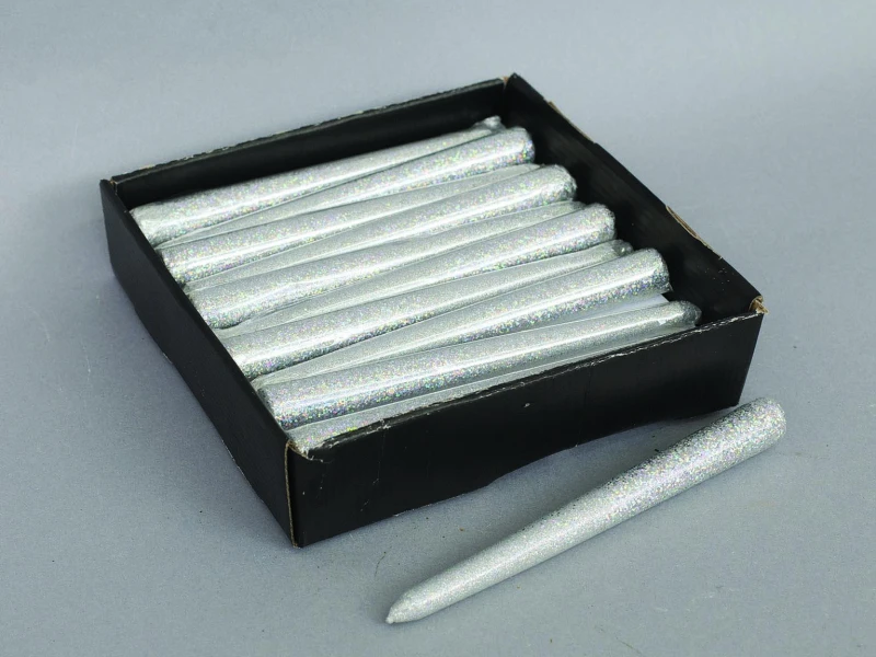 "NATALE" candela glitter argento cm 20