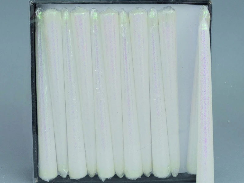 "NATALE" candela glitter bianco cm 20