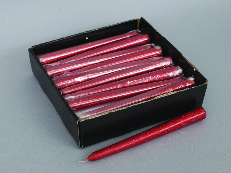 "NATALE" candela glitter rosso cm 20