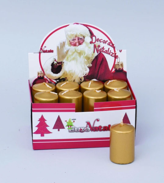"NATALE" candela oro metallizzato cm 3.8x5 h