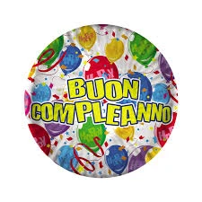 10 PIATTI TORTA BUON COMPLEANNO 18 CM
