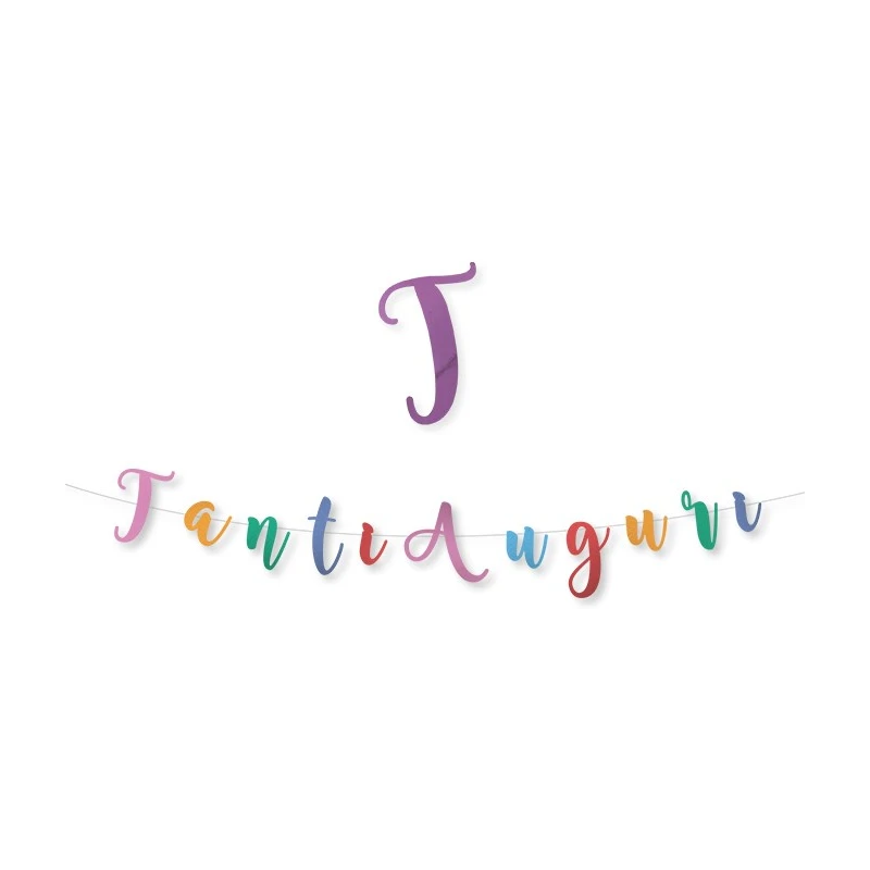 FESTONE TANTI AUGURI IN CARTA COLORE METAL CM 15X300