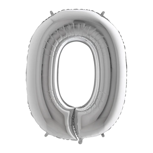 PALLONCINO NUMERO 0 ARGENTO 100 CM GONFIABILE AD ELIO 1 PZ