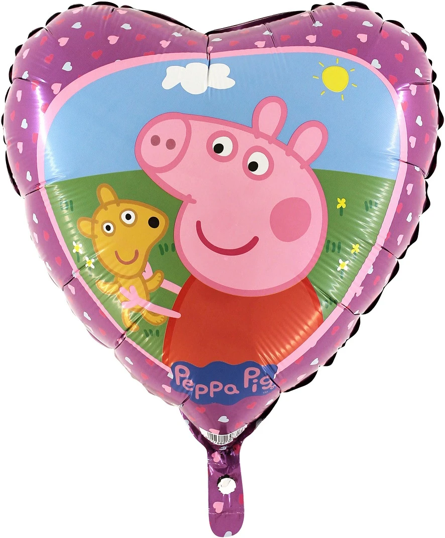 PALLONCINO FORMA CUORE PEPPA PIG GONFIABILE AD ELIO (45 CM CIRCA)