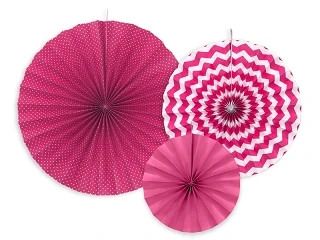 ROSETTE FUCSIA E BIANCO IN CARTA DIAMETRO 40-32-23 CM