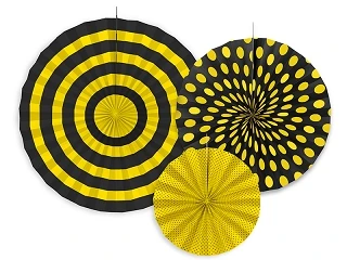 ROSETTE GIALLO E NERO IN CARTA DIAMETRO 40-32-23 CM