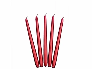 CANDELA CANDELABRO ROSSO PERLATO 29 CM 10 PZ