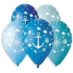 PALLONCINO LATTICE CON STAMPA TEMA MARINO (30 CM CIRCA ) 50 PZ