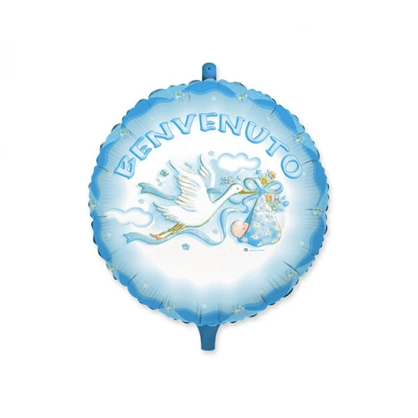 PALLONCINO BENVENUTO AZZURRO GONFIABILE AD ELIO ( 45 CM CIRCA) 1 PZ