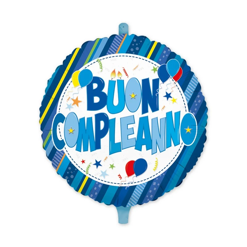 PALLONCINO IN FOIL BUON COMPLEANNO TONDO CELESTE