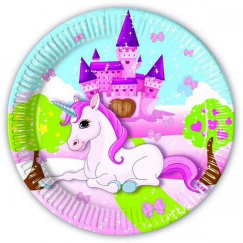 PIATTO UNICORNO 18 CM 8 PZ