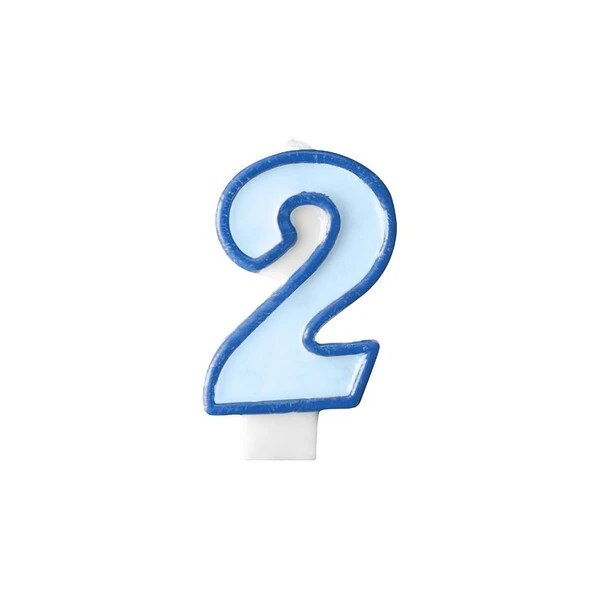 CANDELA AZZURRA NUMERO -2-   7 CM  1 PZ