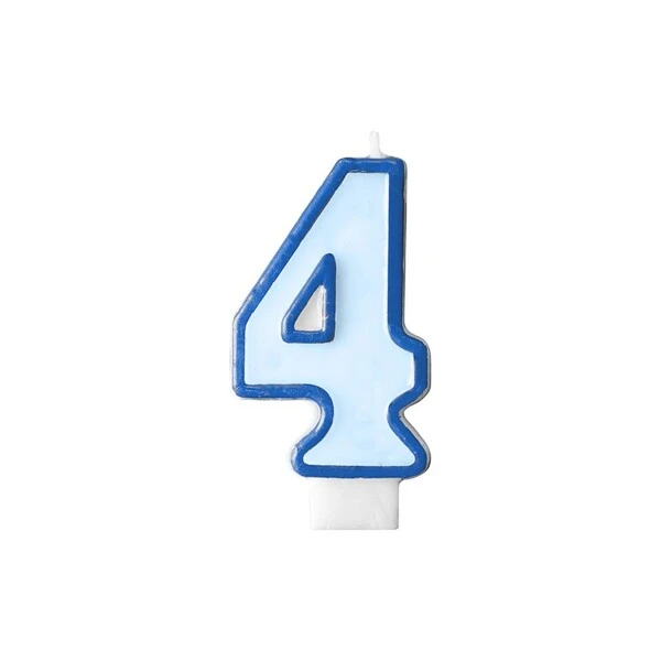 CANDELA AZZURRA NUMERO -4-   7 CM  1 PZ 