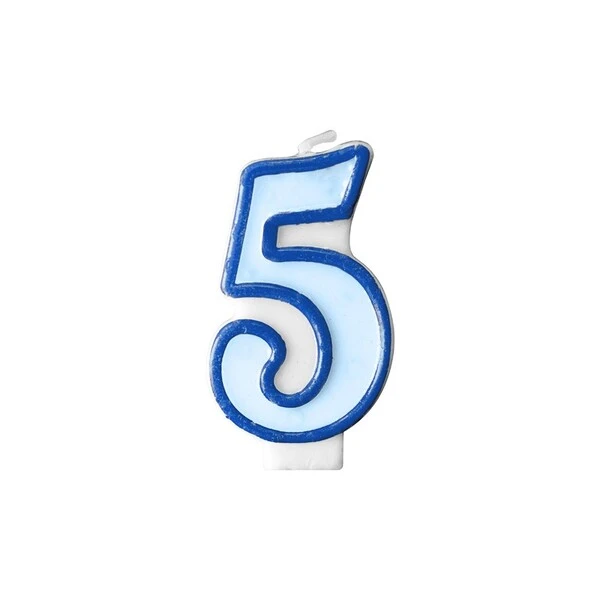 CANDELA AZZURRA NUMERO -5-   7 CM  1 PZ