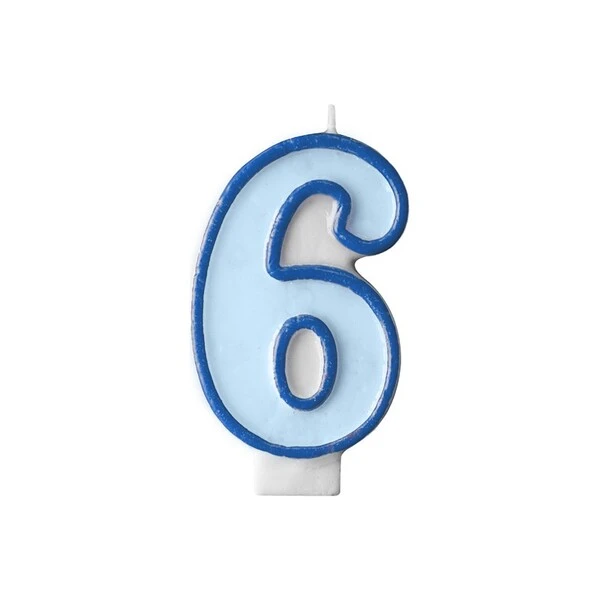 CANDELA AZZURRA NUMERO -6-   7 CM  1 PZ